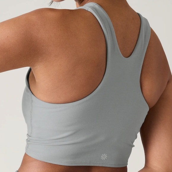 $59 Athleta S Conscious Crop Bra Longline Top Super Soft Racerback Logo Smooth - Picture 4 of 6